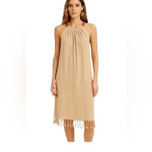 La Troupe Tulum Vestido Barbara Dress Women's Size 2 Beige Knee Length Beach NWT